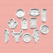 Tarot Seti Kurabiye Kalıbı Ve Şeker Hamuru Kalıbı 11'li Set