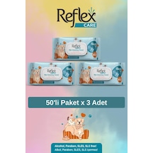Reflex Care Alaçatı Ice Kokulu Kedi Ve Köpekler İçin Çok Amaçlı Temizleme Mendili 50'li X 3 Adet