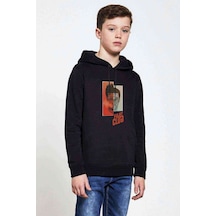 Tshirthane Fıght Club 02 Baskılı Unisex Çocuk Kapüşonlu Siyah Sweatshirt Siyah
