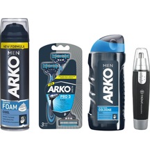 Arko Men Tıraş Köpüğü Cool 200 ML + Arko Tıraş Bıçağı T3 Blister 3