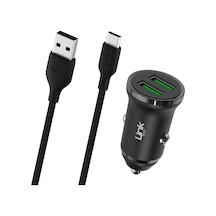 Linktech C483e 12w 2x Usb + Type-c Usb Kablo Araç İçi Şarj Aleti Set Siyah