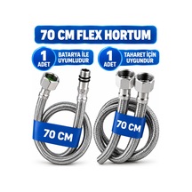 70 Cm Paslanmaz Çelik Flex Hortum Batarya Ve Taharet Musluğu Klozet Bağlantı Hortumu