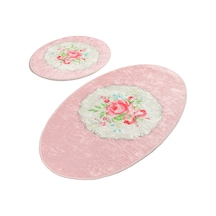 Rena Djt 2 Lı Set Banyo Halısı Paspas Seti Pembe