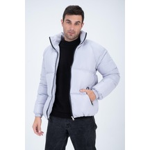 Erkek Reglan Kol Dik Yaka Age Of State Baskılı Mont Gümüş