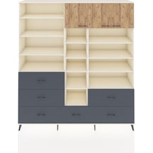 Hyperion Dolap 17 Raflı 6 Çekmeceli 3 Kapaklı 220x44x243 Aytaşı-çam/antrasit Çok Renkli