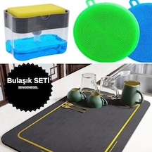 Sengenegel 3'lü Set Bulaşık Su Emici Özellikli Kurutma Matı Tükenmez Sünger Hazneli Bulaşık Süngeri Çok Renkli