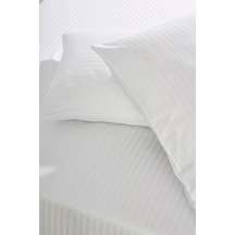 Komfort Home Tek Kişilik Çizgili Pamuk Saten Çarşaf Seti / Beyaz