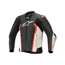 Alpinestars Missile V2 Deri Korumalı Motosiklet Montu Beyaz - Kırmızı - Siyah