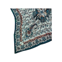 Mim Eşarp Prime Pamuk Etnik Desenli Eşarp 90x90 Cm Petrol Mavi