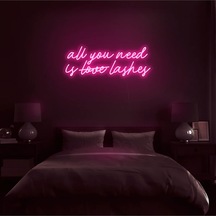 All You Need Is Love Lashes Yazılı Neon Tabela Pembe