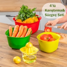 Porsima ORG-174 4 lü Hazırlık Seti Süzgeç Karıştırma Kabı Limon