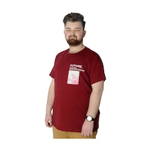 Mode Xl Büyük Beden T-Shirt Baskılı Future 22154 Bordo 001