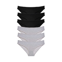 6 Adet Süper Eko Set Likralı Kadın Slip Külot Siyah Gri Standart