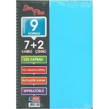 Sımplus A4 7+2 225 Yp Plastik Kapak Ayraçlı Defter Buz Mavi