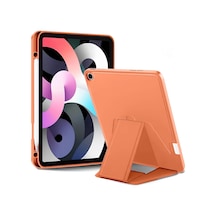 İpad Tablet İle Uyumlu Kılıf Lüks Kadife İç Kaplamalı Suni Deri Mıknatıslı Standlı Tablet Arka Kapak Turuncu, İpad 9.nesil 10.2 İnch
