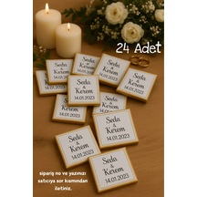 24 Adet Kişiye Özel Stickerlı Sütlü Çikolata - Nikah Hediyesi - Kız İsteme Çikolata - Nişan Sunum