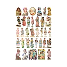 34 Adet Vintage Art Sanat Sticker Seti - Etiket Seti Scrapbook Bullet Journal Çok Renkli