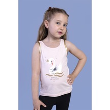 Toontoy Kids Toontoy Kız Çocuk Baskılı Yuvarlak Yaka Tişört Pudra