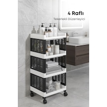 Grimorlife 4 Raflı Banyo Düzenleyici Mutfak Rafı Banyo Dolabı Çok Amaçlı Plastik Mutfak Düzenleyici-siyah Gri