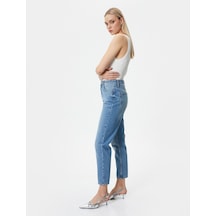 Koton Yüksek Bel Mom Fit Kot Pantolon Tencel-pamuklu Kumaş Rahat Kesim Hafif Dar Paça Cepli - Mom Jean Açık İndigo 4sal40035md 4SAL40035MDLGT Açık İndigo
