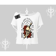 Tarzsokak Kayık Yaka Tshirt Your Love Is Killing Me Dead Romance Beyaz