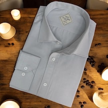Linen Keten Klasik %100 Cotton Uzun Kollu Terletmeyen Gri Gömlek Regular Kalıp -10297 Gri