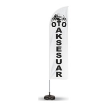 Oto Aksesuar Yönlendirme Tanıtım ve Reklam Yelken Bayragı Beyaz