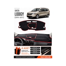 Dacıa Lodgy 2010-2017 Uyumlu Torpido Örtüsü, Torpido Kılıfı - Siyah Kırmızı