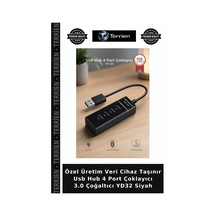 Özel Üretim Veri Cihaz Taşınır Usb Hub 4 Port Çoklayıcı 3.0 Çoğaltıcı Yd32 Siyah