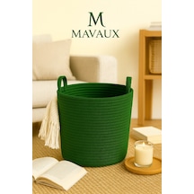Mavaux Çok Amaçlı, 30cm-30cm Orta Boy, Yanları Saplı, Jüt, Hasır, Dokuma Sepet, Düzenleyici Organizer Yeşil