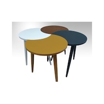 Zigon-Orta Sehpa Takım Hilal Model Parlak Çok Renkli Kayın Torna