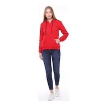 Backpacker Kadın Sweatshirt Kapüşonlu Fermuarlı Kırmızı