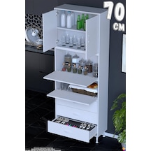 Ekin 70 Cm Bakliyat Dolabı Kahve Köşesi 3 Çekmeceli Çok Amaçlı Mutfak Kiler Banyo Dolabı Beyaz