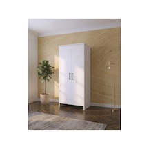 2 Kapaklı 6 Raflı Beyaz Boy Dolap - Gardırop - Çok Amaçlı Dolap Beyaz 182 Cm Beyaz - 684031768 Beyaz