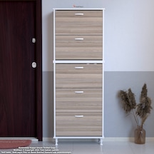 Modilayn Varbi Umay' 2 Li Kapı Önü 52 X193x 25, 5 Cm Lik 5 Düşer Kapak 10 Göz Bölmeli Ayakkabılık Beyaz - Cordoba