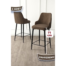 Canisa Enox Serisi 2 Adet Kahve Sandalye Mutfak Bar Sandalyesi, Babyface Kumaş, Siyah Metal Ayak , Sandalye Kahve Ayaklar Siyah