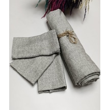 Fil Desenli Gri Müslin Örtü Ve 3'Lü Mendil Seti Gri