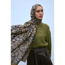 Silk Home Eco Viscose Şal Kına Yeşili Turkuaz Vizon Leopar Desenli Nefes Alan 90x200 Çok Renkli