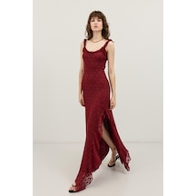 Antioch Dantelli Midi Elbise Bordo