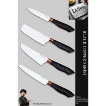 Black Copper Serisi Mutfak Bıçak Et Sebze 4 Lü Şef Bıçağı Mft-854 Siyah