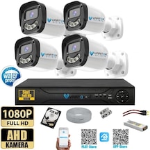 4 Kameralı Full HD Güvenlik Kamera Seti 250GB HDD 5MP Gece (Renkli) Görüşlü - Sabit IP Gerektirmez