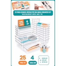 25'li Modüler Çekmece Düzenleyici Organizer Çok Amaçlı Makyaj Kırtasiye Mutfak Banyo Düzenleyici Şeffaf