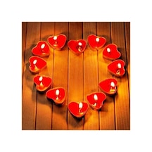 Kırmızı Kalp Tealight Mum Sevgiliye Hediye Kalp Mum Evlilik Teklifi Yıldönümü 20 Adet Kırmızı