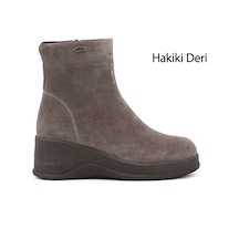 Gönderir Kadın Vizon Süet Fermuarlı Dolgu Topuklu Hakiki Deri Bot Dkzb55935748