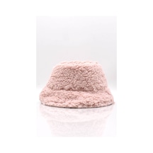 Külah Kadın Kışlık Suni Kürk Peluş Pembe Şapka - Standart Pembe