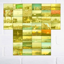 İstanbul Pinterest Sarı Duvar Posteri Kolaj 40 Adet 10x15 Cm
