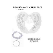 Beyaz Dantel Tüllü Peri Kanadı Ve Peri Tacı Seti 45x40 Cm N177