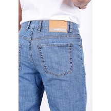 HLT Jeans Erkek Yazlık Mavi Kar İnce Kumaş Regular Fit Boru Paça Esnek Likralı Jeans Hlthe001969 Mavikar