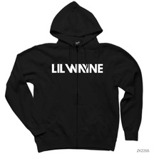 Lil Wayne Text Siyah Fermuarlı Kapşonlu Sweatshirt