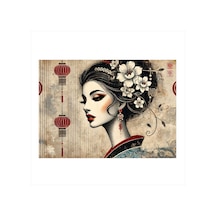 Geleneksel Japon Portresi Desenli Mdf Tablo